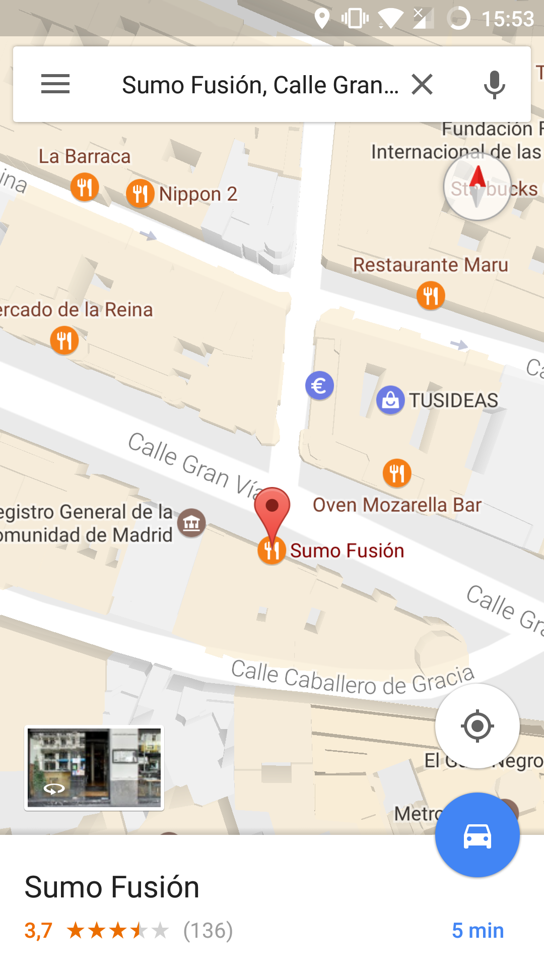Lugar encontrado a través de la aplicación de Google Maps