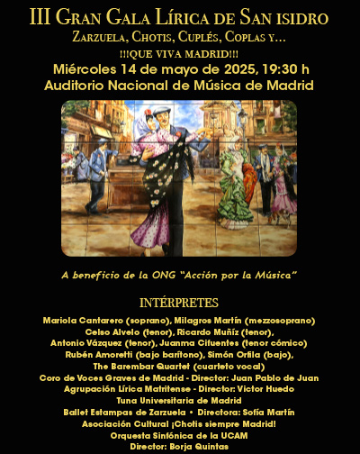 Cartel del espectáculo III Gran Gala Lirica Solidaria de San Isidro