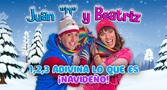 Cartel del espectáculo 1, 2, 3 Adivina lo Que Es ¡Navideño! - Juan D y Beatriz