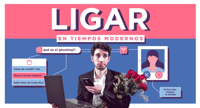 Cartel del espectáculo Ligar en Tiempos Modernos - Javi Bueno