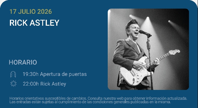 Cartel del espectáculo Rick Astley - Noches del Botánico 2026