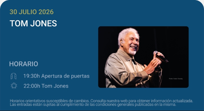 Cartel del espectáculo Tom Jones - Noches del Botánico 2026