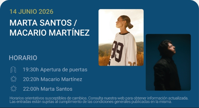 Cartel del espectáculo Marta Santos / Macario Martínez - Noches del Botánico 2026