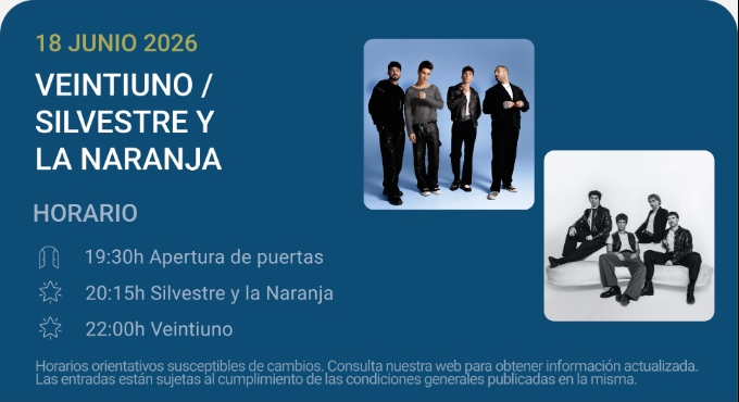 Cartel del espectáculo Veintiuno / Silvestre y la Naranja - Noches del Botánico 2026