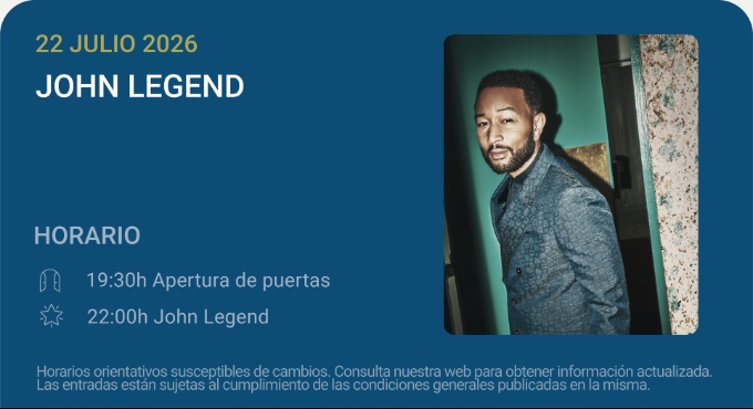 Cartel del espectáculo John Legend - Noches del Botánico 2026