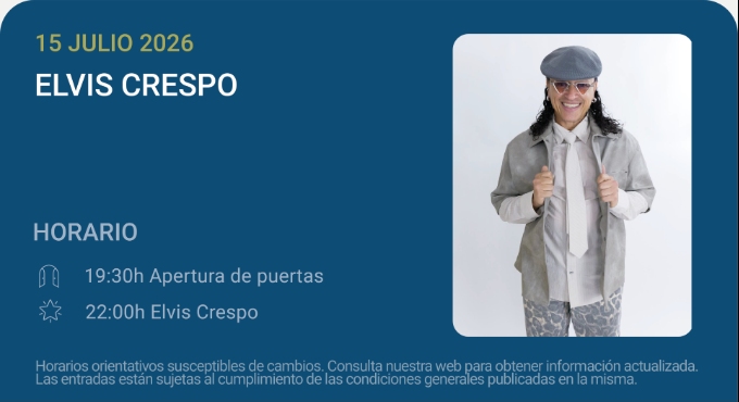 Cartel del espectáculo Elvis Crespo - Noches del Botánico 2026