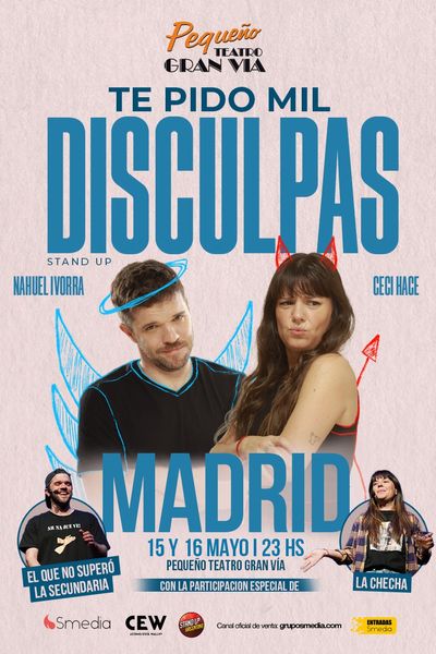 Cartel del espectáculo Ceci Hace y Nahuel. Te pido mil disculpas