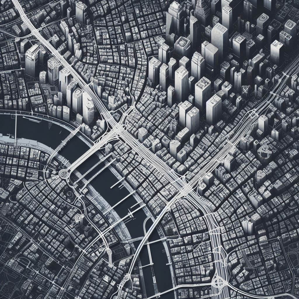 Ilustración de mapa de una ciudad