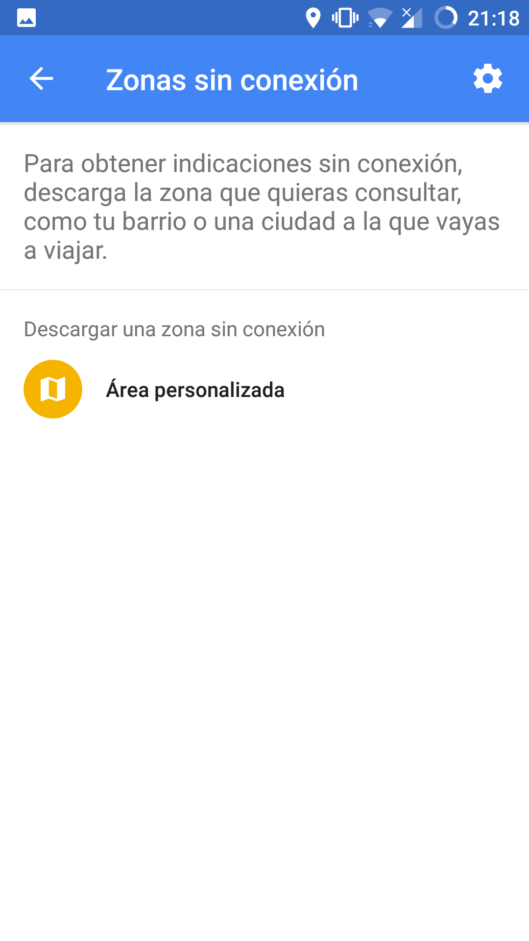 Zonas sin conexión en la aplicación de Google Maps