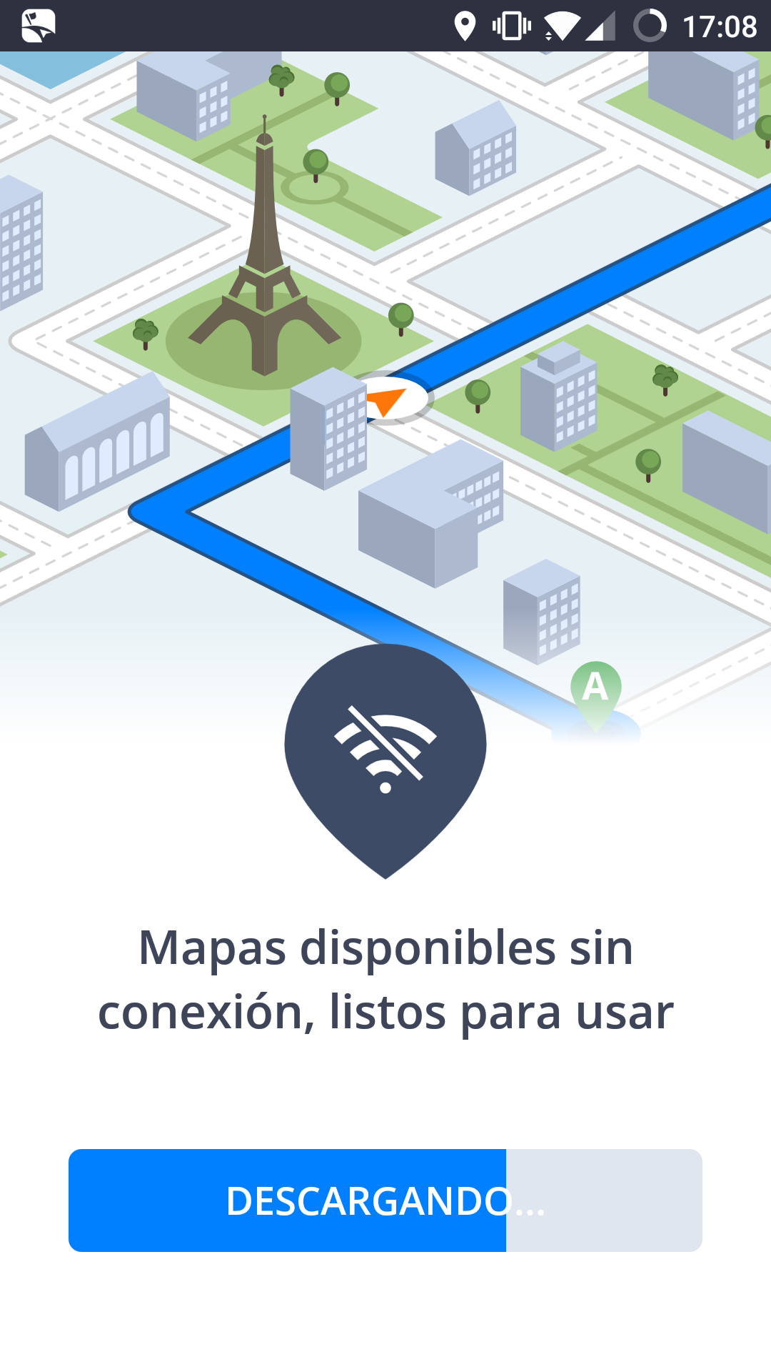 Proceso de descarga de los mapas de Sygic GPS